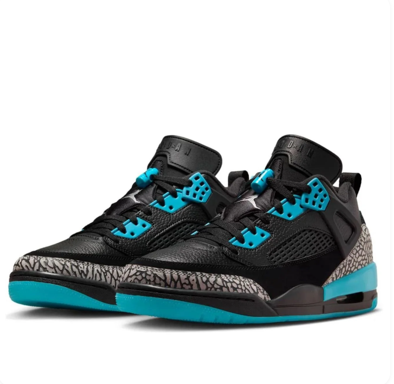 Jordan Spizike Low – Black / Teal / Elephant Print