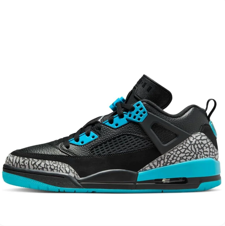 Jordan Spizike Low – Black / Teal / Elephant Print