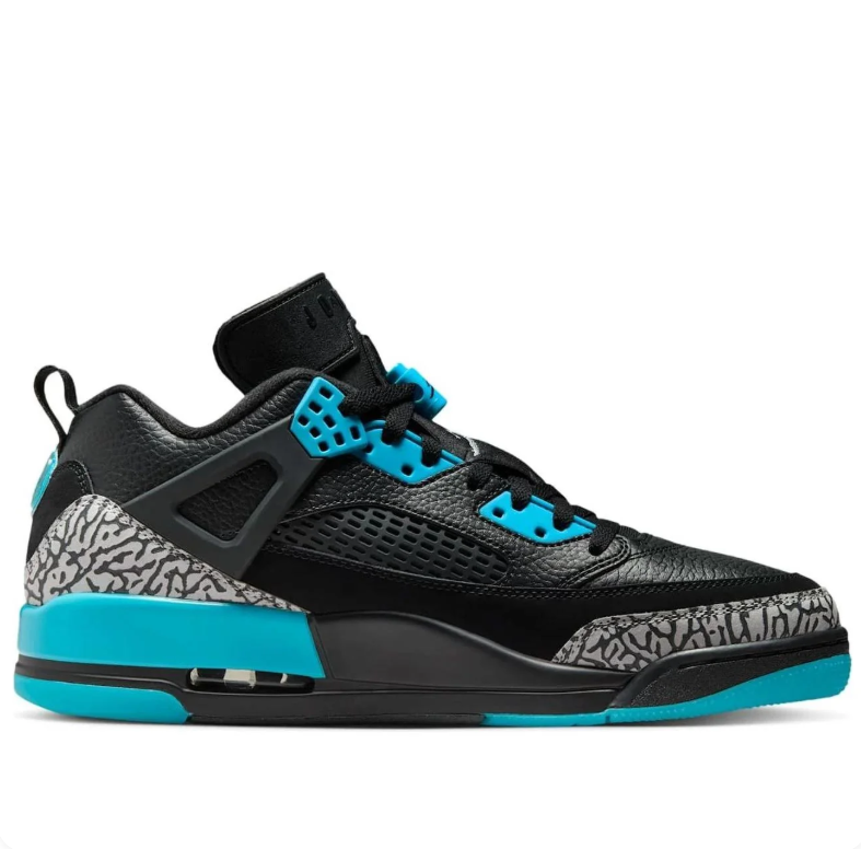 Jordan Spizike Low – Black / Teal / Elephant Print