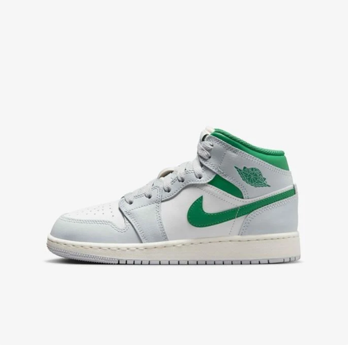 Air Jordan 1 Mid – White / Light Smoke Grey / Lucky Green