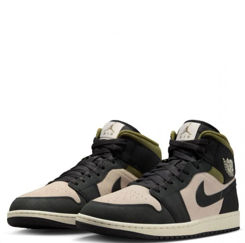 Air Jordan 1 Mid – Black / Desert Sand / Olive