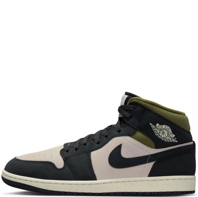 Air Jordan 1 Mid – Black / Desert Sand / Olive