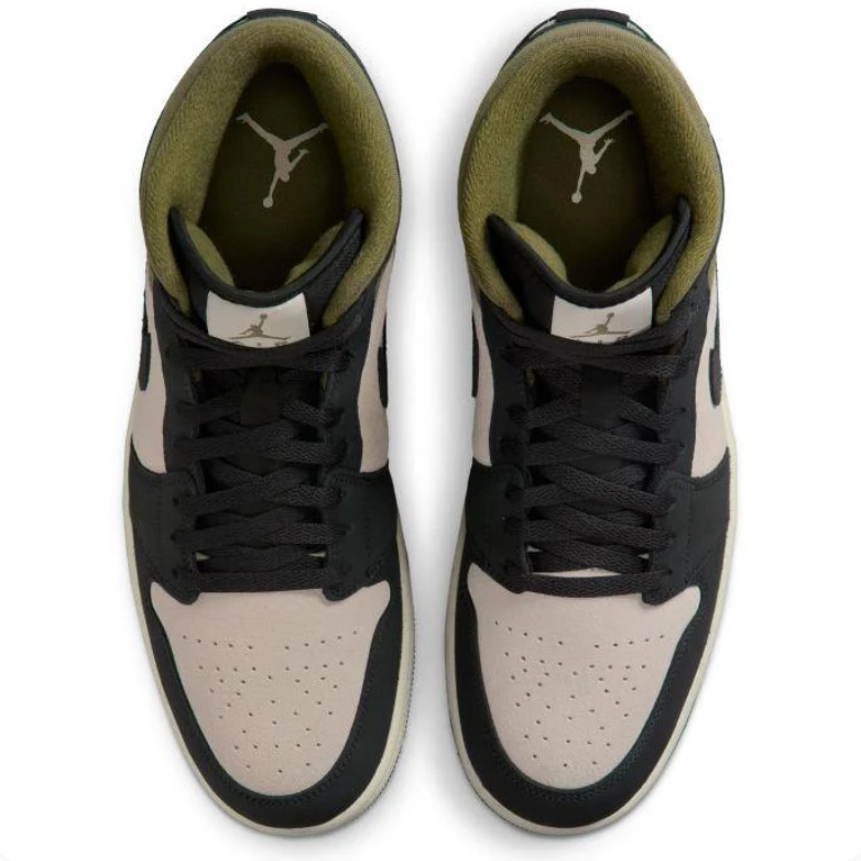 Air Jordan 1 Mid – Black / Desert Sand / Olive
