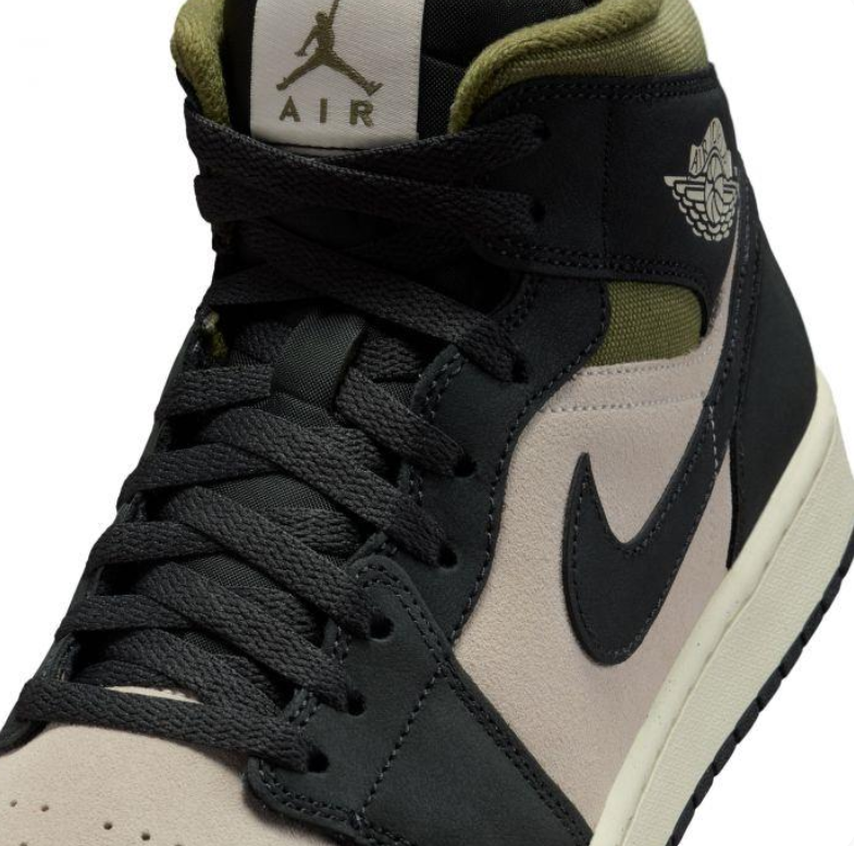 Air Jordan 1 Mid – Black / Desert Sand / Olive