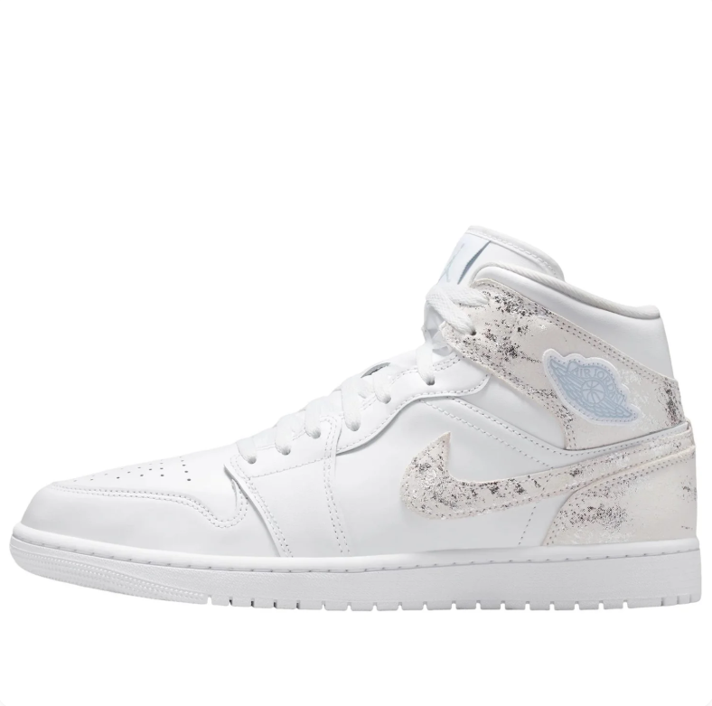 Air Jordan 1 Mid – White / Silver Glitter