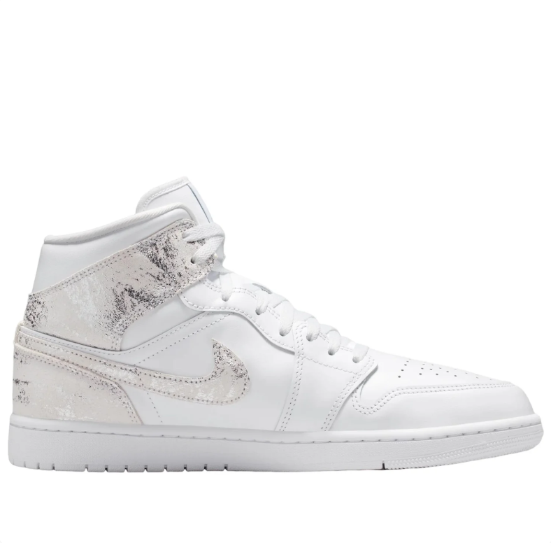 Air Jordan 1 Mid – White / Silver Glitter