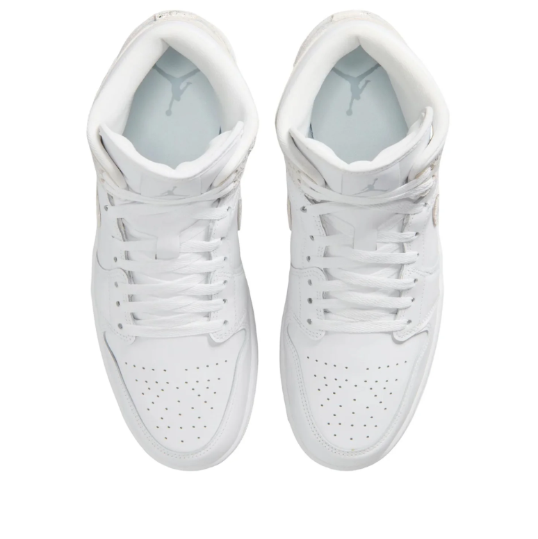 Air Jordan 1 Mid – White / Silver Glitter
