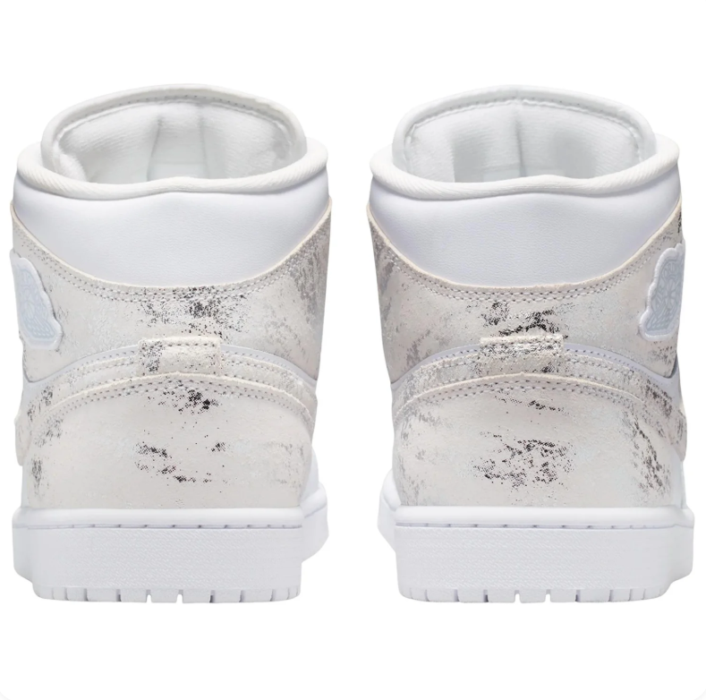 Air Jordan 1 Mid – White / Silver Glitter
