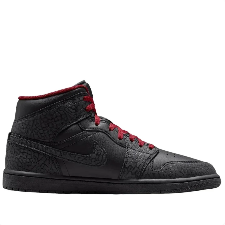 Air Jordan 1 Mid – Black / Gym Red (Elephant Print)