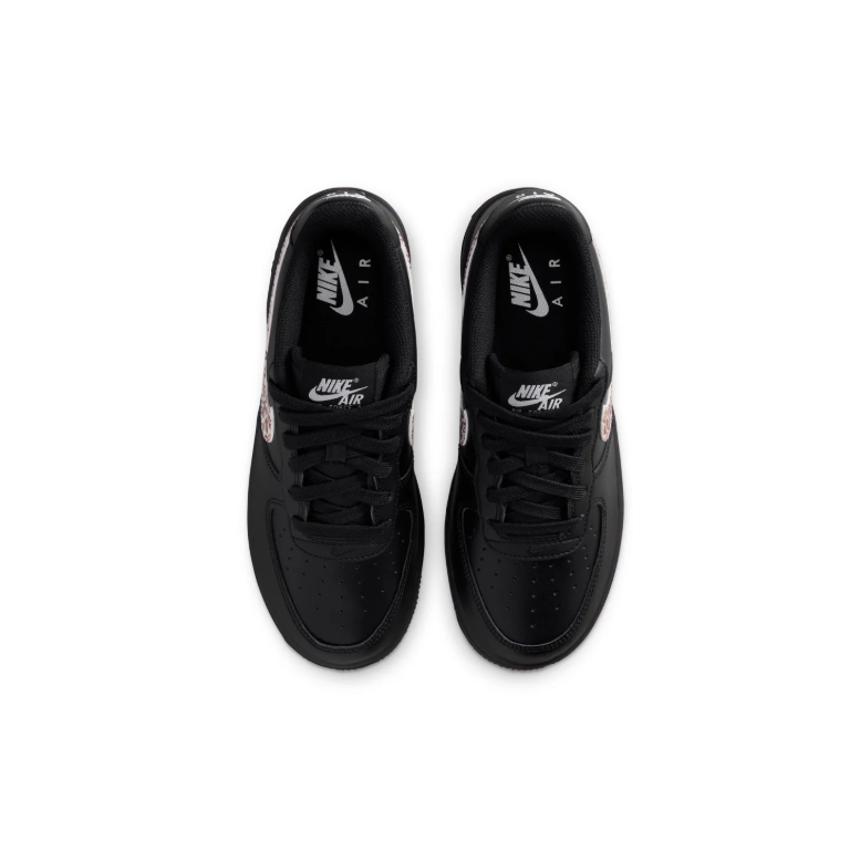Nike Air Force 1 Low – Black / Leopard Print Swoosh